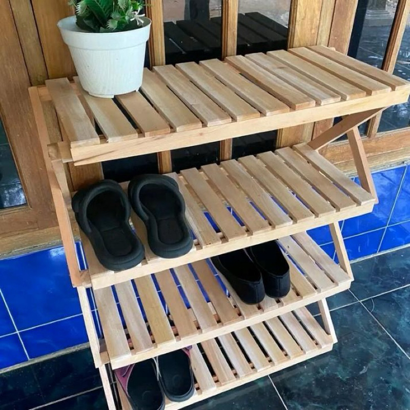 bintang holder & rak penyimpanan RAK LIPAT ZIG ZAG 4 KAYU PREMIUM hemat ruang warna ungu 5 tingkat r