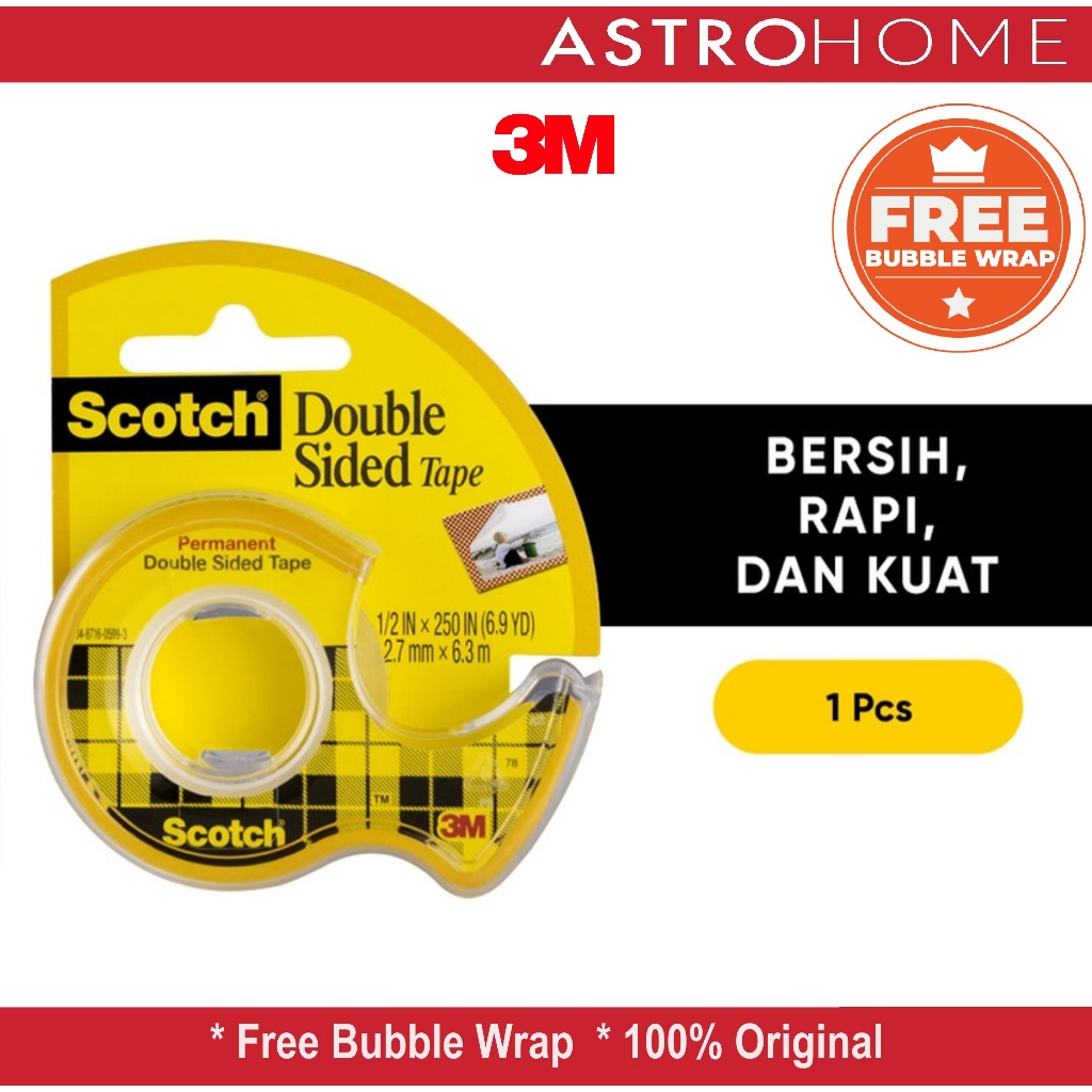 

Isolasi Perekat Selotip Lakban Serbaguna Scotch 3M Double Sided Tape With Dispenser Cat 136