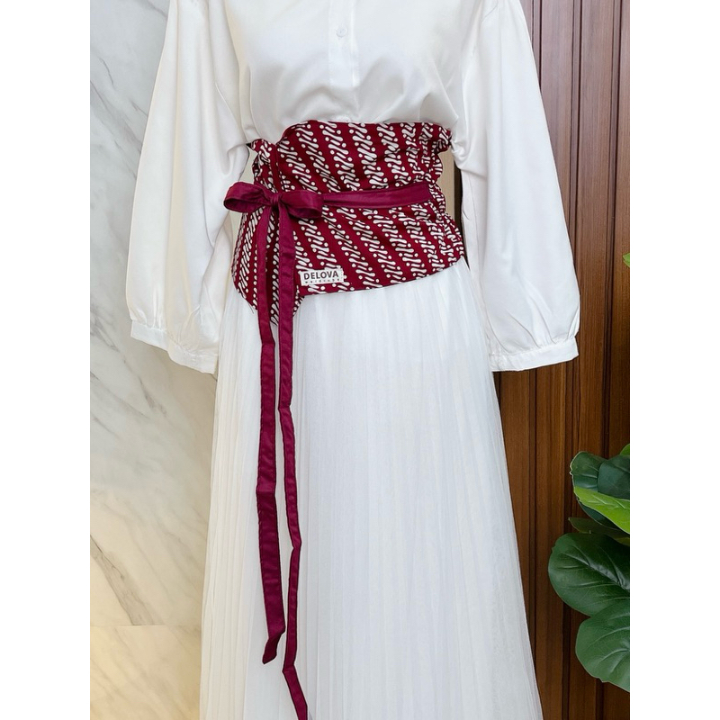 Delova Wardrobe - OBI BELT Motif Modern [REGULER] [BB<60kg] Batik Elastis Karet Angkin Kekinian Bahan Katun Viscose Ikat Pinggang Sabuk Wanita Terbaru Aksesoris Jawa