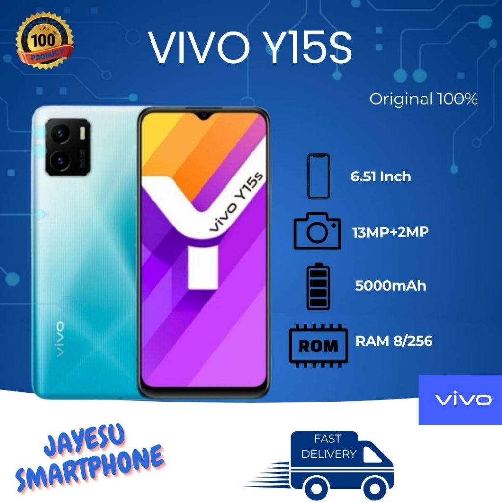 HANDPHONE VIVO Y15S RAM 8/256 GB TERMURAH GARANSI 1 TAHUN