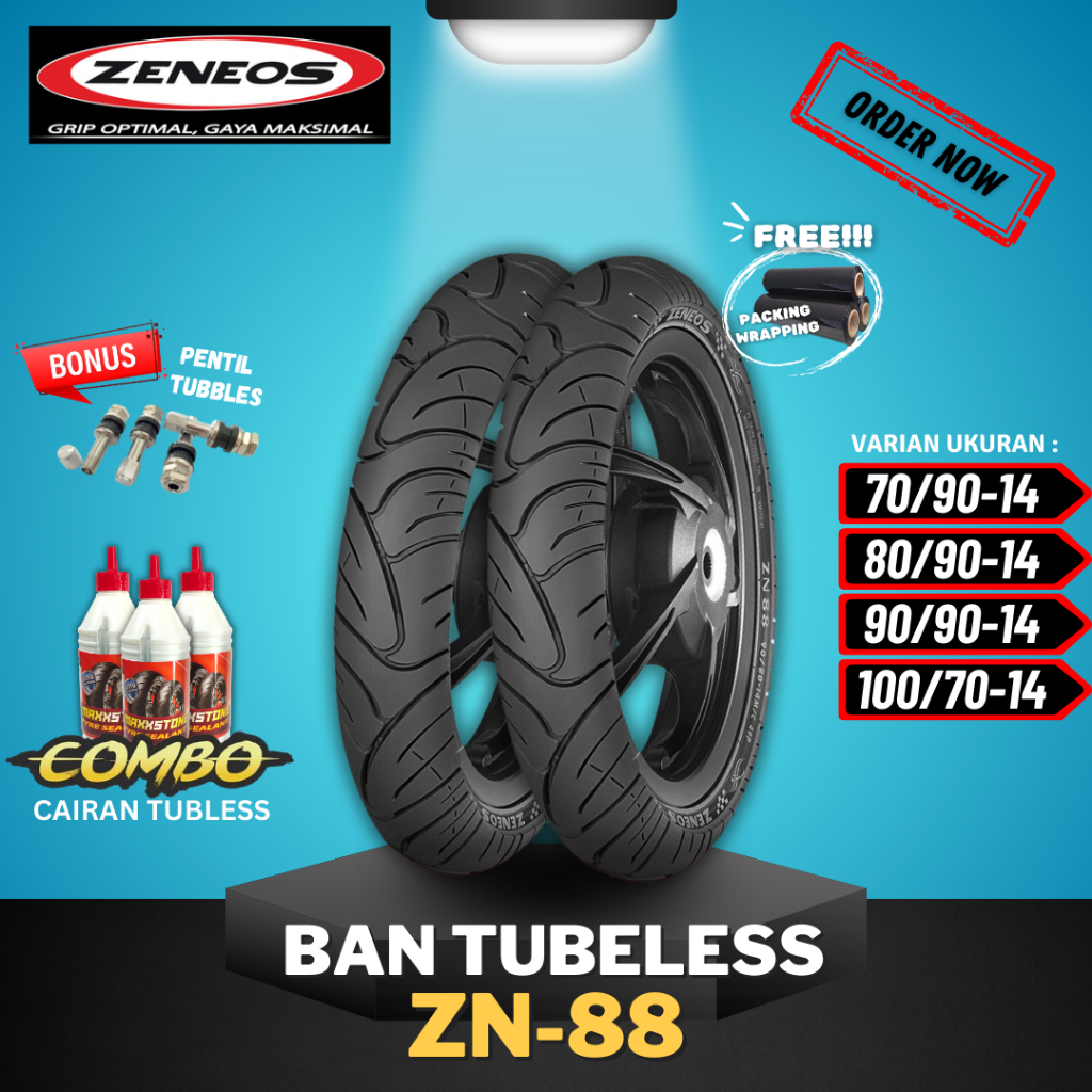 [READY COD] BAN ZENEOS ZN88 RING 14 ( 70/90-14 / 80/90-14 / 90/90-14 / 100/70-14 ) BAN TUBELESS ZENE