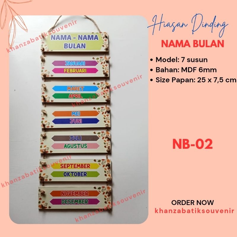Hiasan dinding kelas / walldecor Nama Bulan