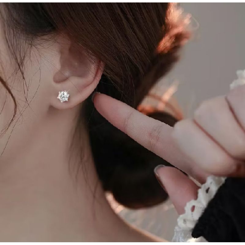 Anting Moissanite GRA ORI Anting Berlian Perak Klasik