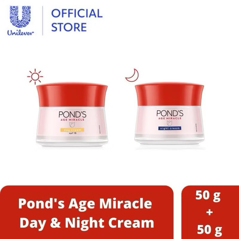 PONDS AGE MIRACLE DAY SPF 18 & NIGHT CREAM 50G - PONDS AGE MIRACLE DAY & NIGHT CREAM 50G