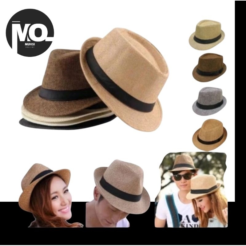 Topi Cowboy Fedora hat pria jazz polos original