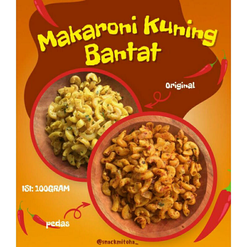 

Makaroni kuning kriuk/Makaroni bantat/Makaroni pipa/Seblak kering 100gr