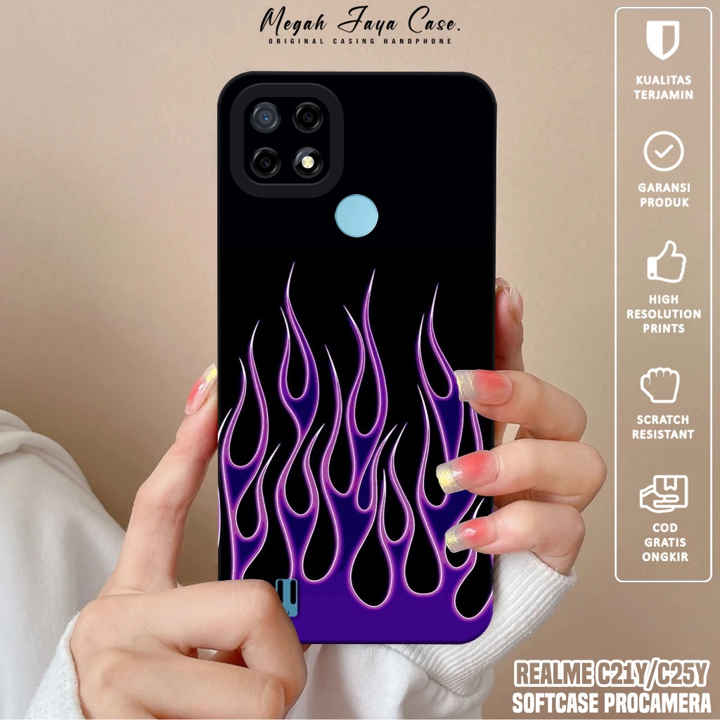 Case REALME C21Y / C25Y - Softcase Hp REALME C21Y / C25Y Motif FIRE - Silikon Hp REALME C21Y - Kondo