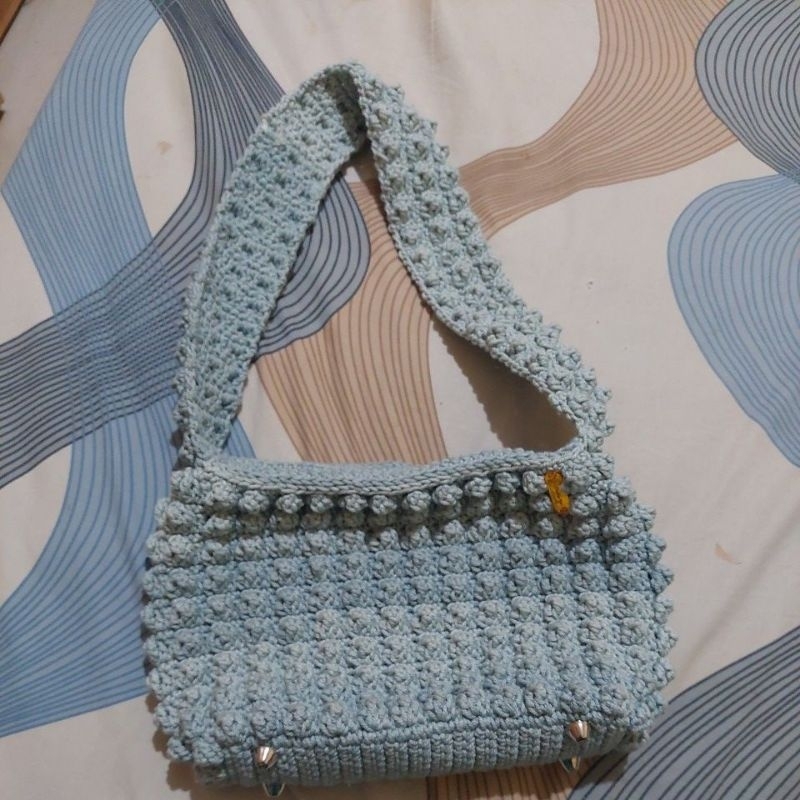 Tas - Bubble Bag ukuran standar warna biru muda denim gradasi