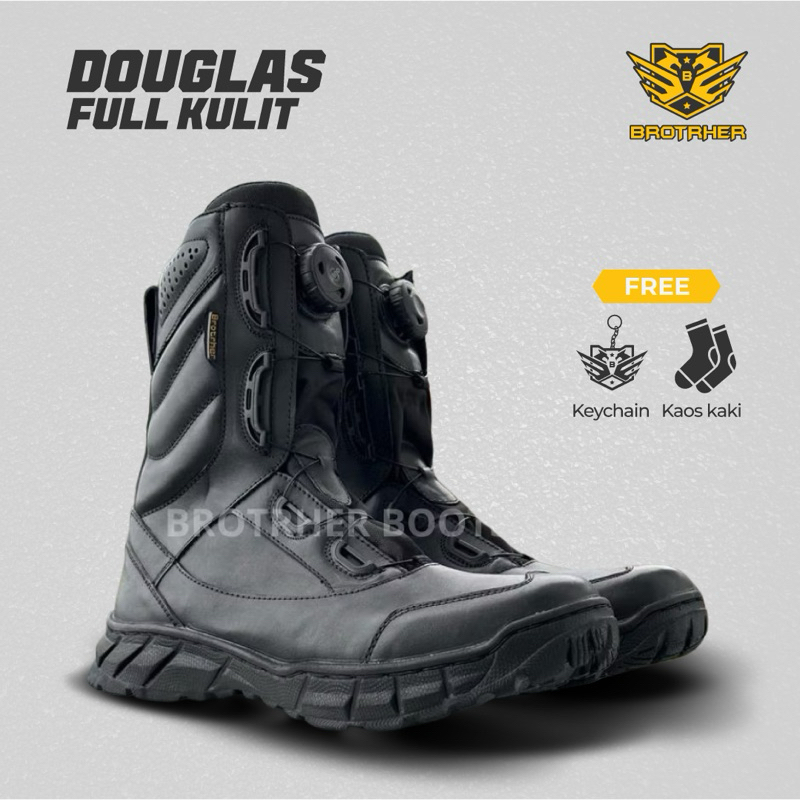 BROTRHER Fitgo Douglas Full Kulit Sepatu Pdl Tali Putar Tactical