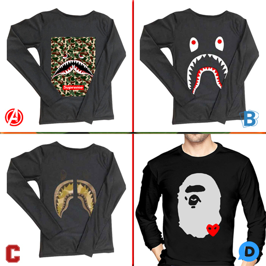 New Longsleeve Tshirt Bape T-SHIRT 100% Cotton Black | Size S M L XL XXL 3XL 4XL | Kaos Tangan Panja