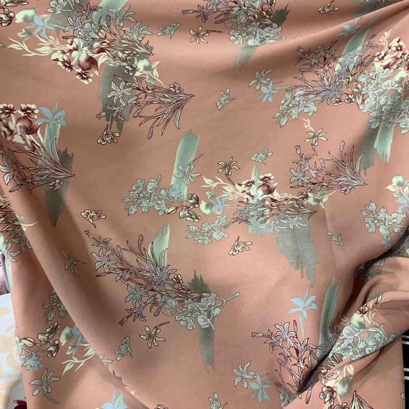 kain silk crepe motif - kain silk crepe luxury - kain crepe italian motif