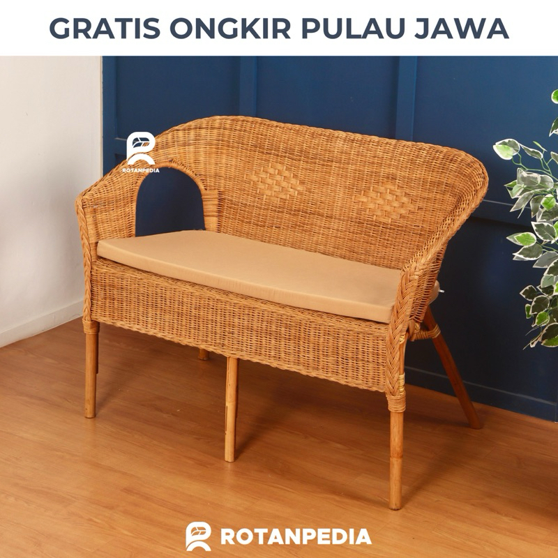 Kursi Sofa Kelek Rotan Minimalis 2 Seater | Sofa Tamu Rotan | Sofa Teras Cafe Rotan - Rotanpedia