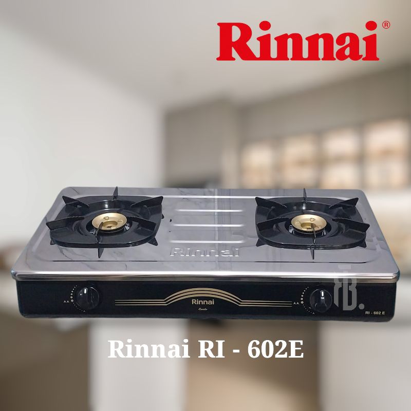 Rinnai RI-602E Stainless Kompor Gas 2 Tungku Black