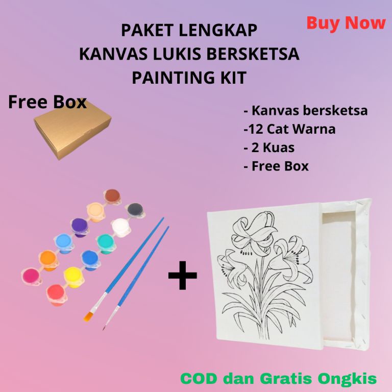 

Hadir Terkini Paket komplit kanvas lukis bersketsa murah berkualitas Painting kit kado ulang tahunterdapat 12 cat warna dan 2 kuasukuran 2 X 3