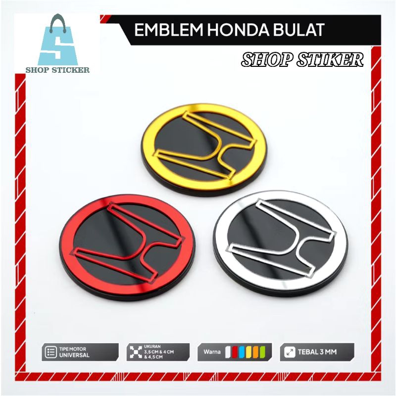 EMBLEM HONDA EMBLEM TIMBUL BUKAN STIKER LOGO HONDA TIMBUL BULAT 3D AKRILIK