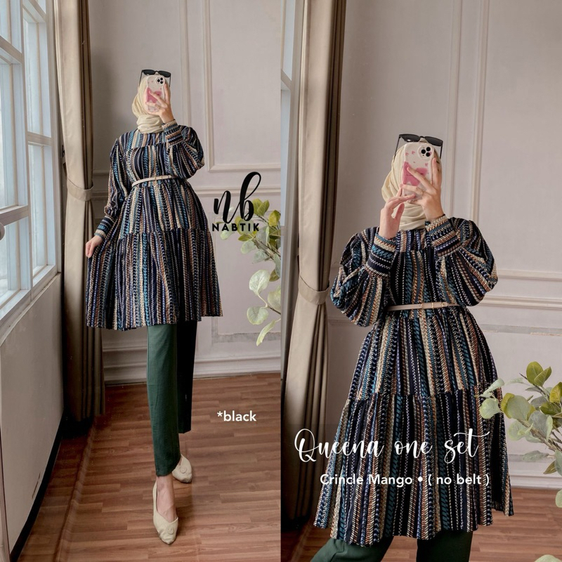 One set QUEENA By Nabtik Original Cotton Termurah by nabtik setelan motif termurah