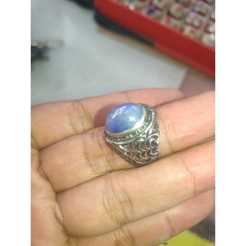 Batu cincin Blue sapphire afrika asli