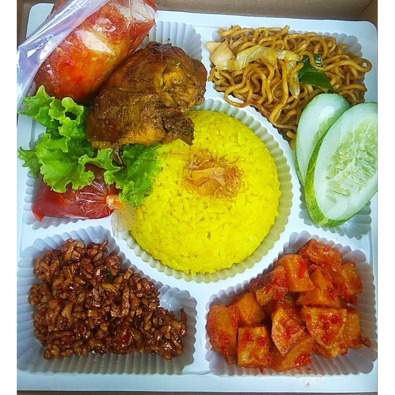 Nasi box, nasi kotak, nasi besek, nasi kuning menu lengkap