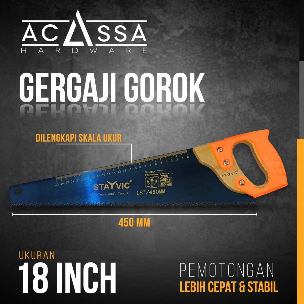 Gergaji Kayu Tangan 18" Handle Fiber / Gergaji Super Tajam