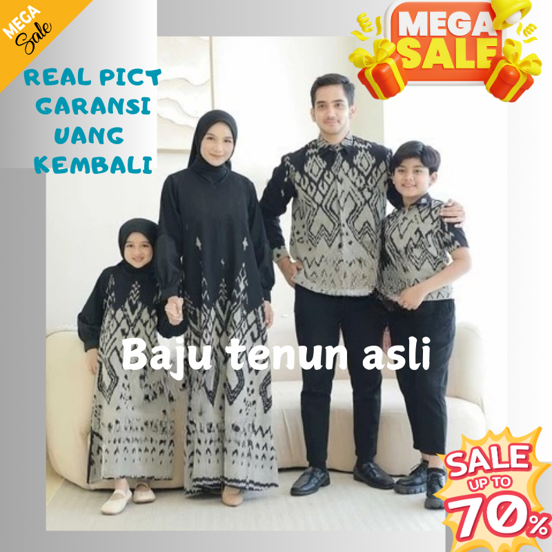 baju gamis Couple songket Tenun raya etnik Dress Motif Black Diamond Couple Kondangan Sarimbit Kelua