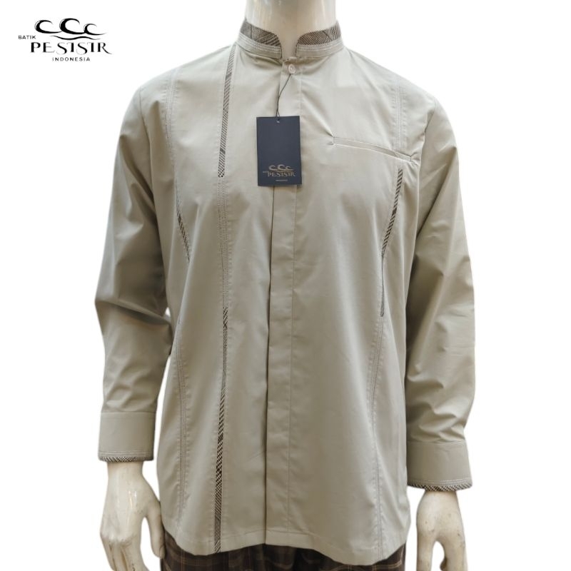 Kemko Panjang Lengan Manset Batik Pesisir Warna Abu Kehijauan