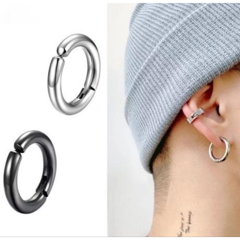 1 pcs Anting hoop jepit tanpa tindik//Anting jepit bulat tanpa tindik//Anting jepit murah//Anting ta