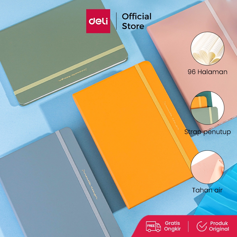 

Deli Leather Cover Notebook / Buku Catatan Cover Kulit A5 96 Lembar Warna Pastel 22295