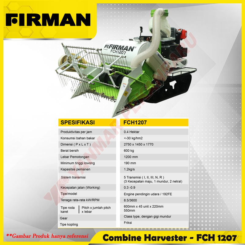 Mesin Panen Padi FIRMAN FCH-1207 Combine Harvester [BOOK FEE]