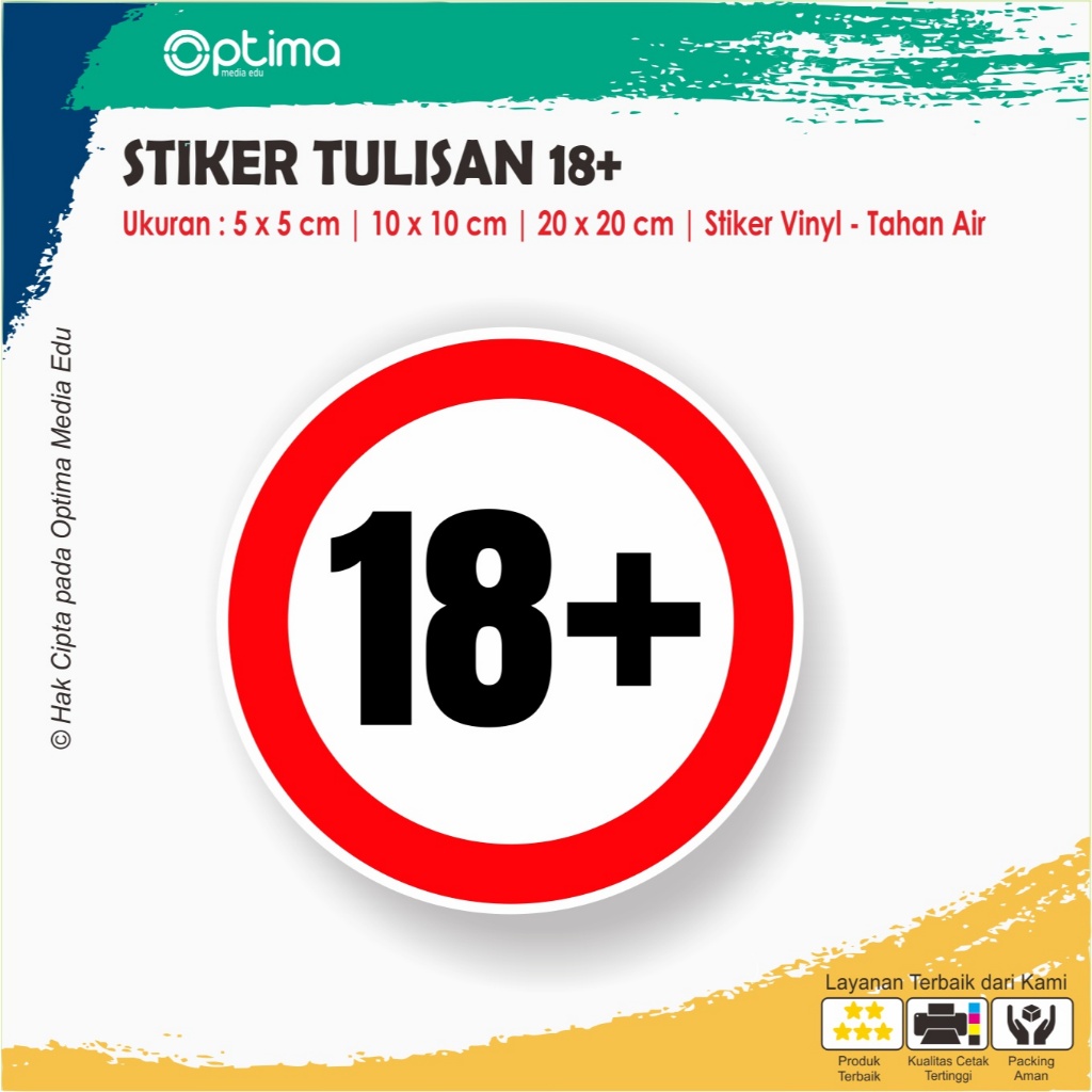 

Stiker tulisan 18 + bentuk bulat atau melingkar