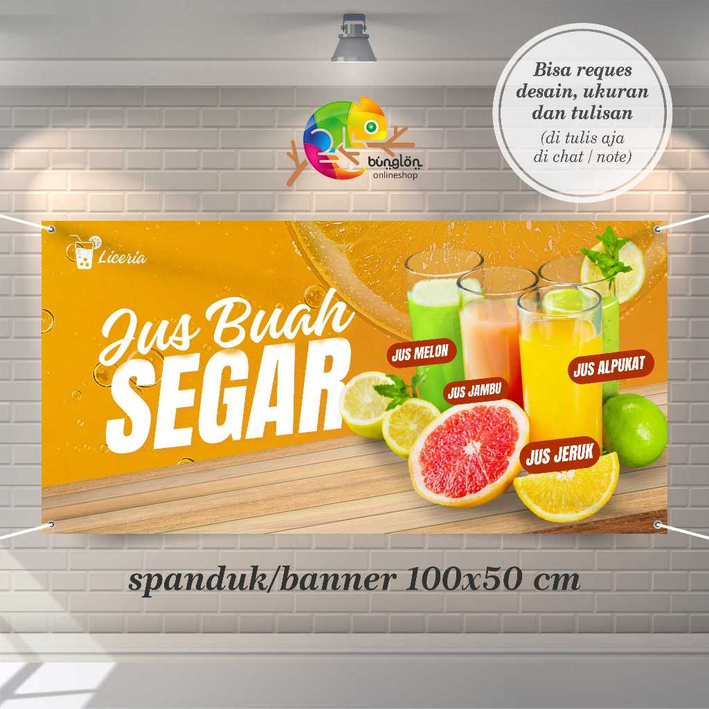 Cetak Spanduk Banner Kuning Segar Usaha Minuman Jus Buah