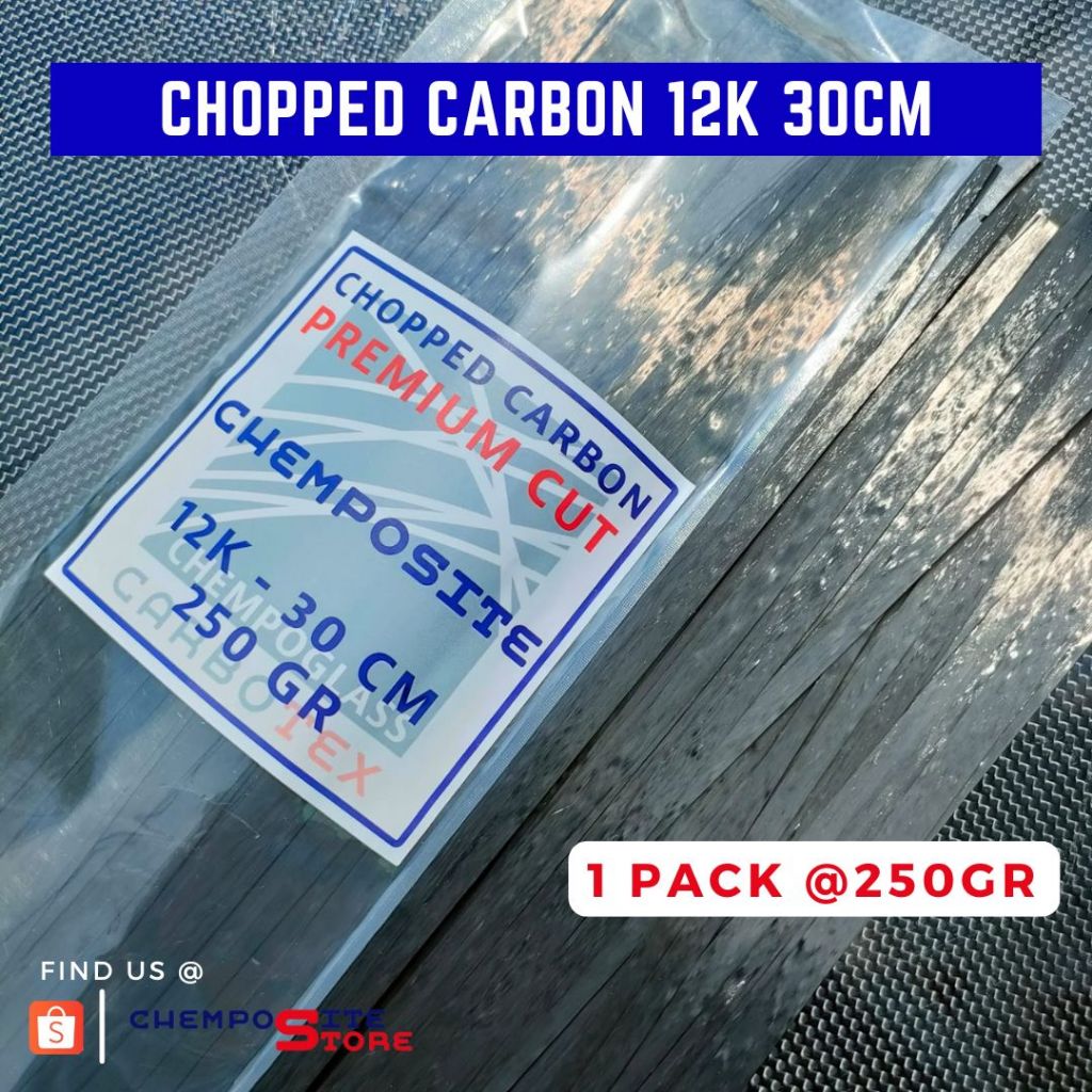 carbon forged 30cm 250gr - Serat Karbon Carbon Fiber 12K - Benang Chopped Cincang Forged Tow 250Gram