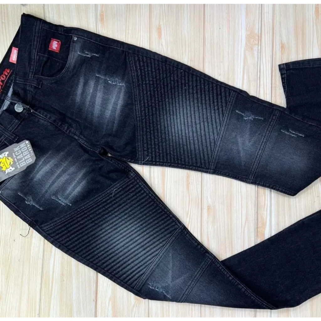 CELANA JEANS SLIMFIT PRIA/JEANS BIKER BLACK BARON/JEANS BIKER PANJANG/CELANA PANJANG JEANS/JEANS COW