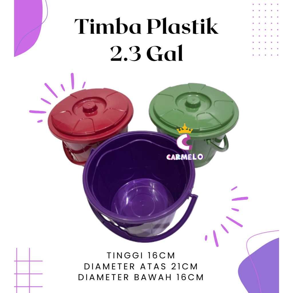 Timba Plastik 2.3 Gal Italy / Timba Hajatan / Timba Serbaguna / Timba  Tutup / Timba 2,5 Galon Ember