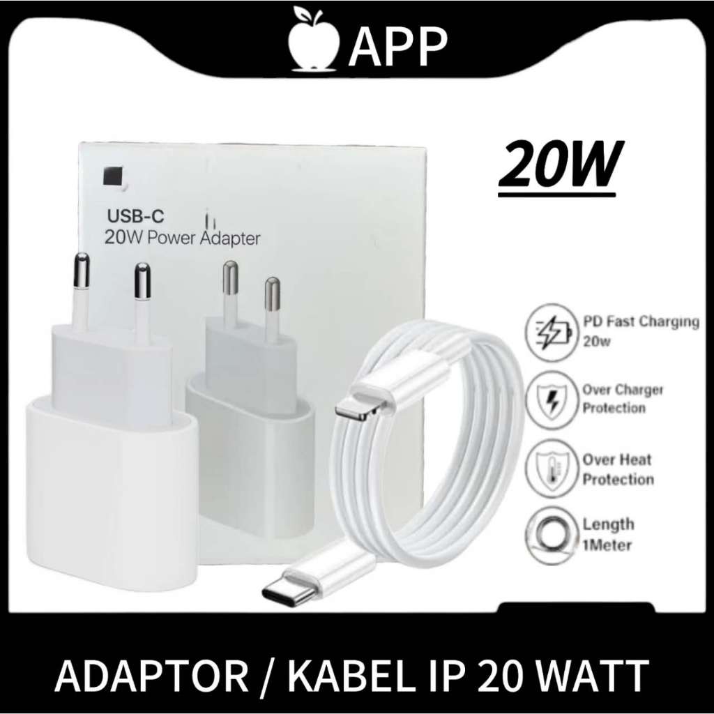 Charger Iphone Ibox 20 Watt Lightning Original Paket Charger 20W+Kabel C To Lightning 20W Adaptor C
