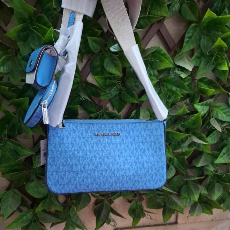 tas wanita mk jet set travel small crossbody blue