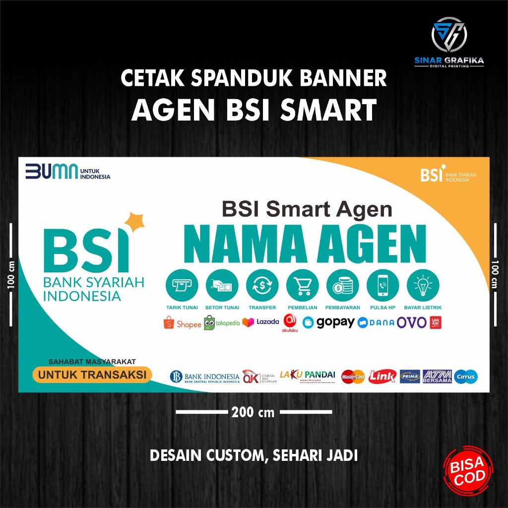 Spanduk Banner Agen BSI Smart, Desain & Ukuran Bisa Custom