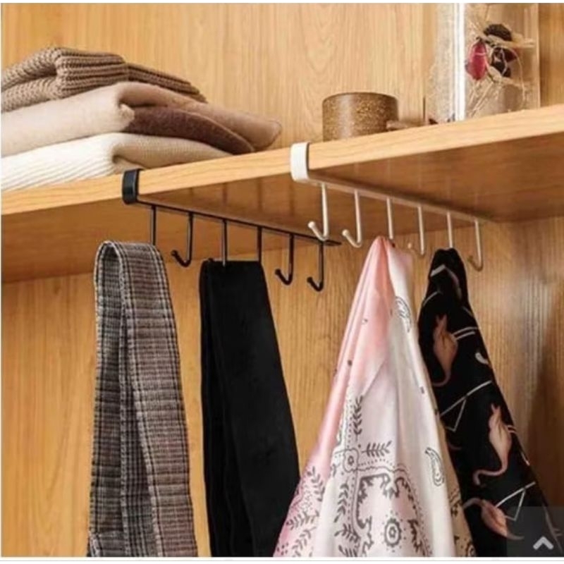 GANTUNGAN LEMARI DAPUR 6 KAIT /DARI BESI/ GANTUNGAN LEMARI SERBAGUNA HOOK / GANTUNGAN BAWAH LEMARI D