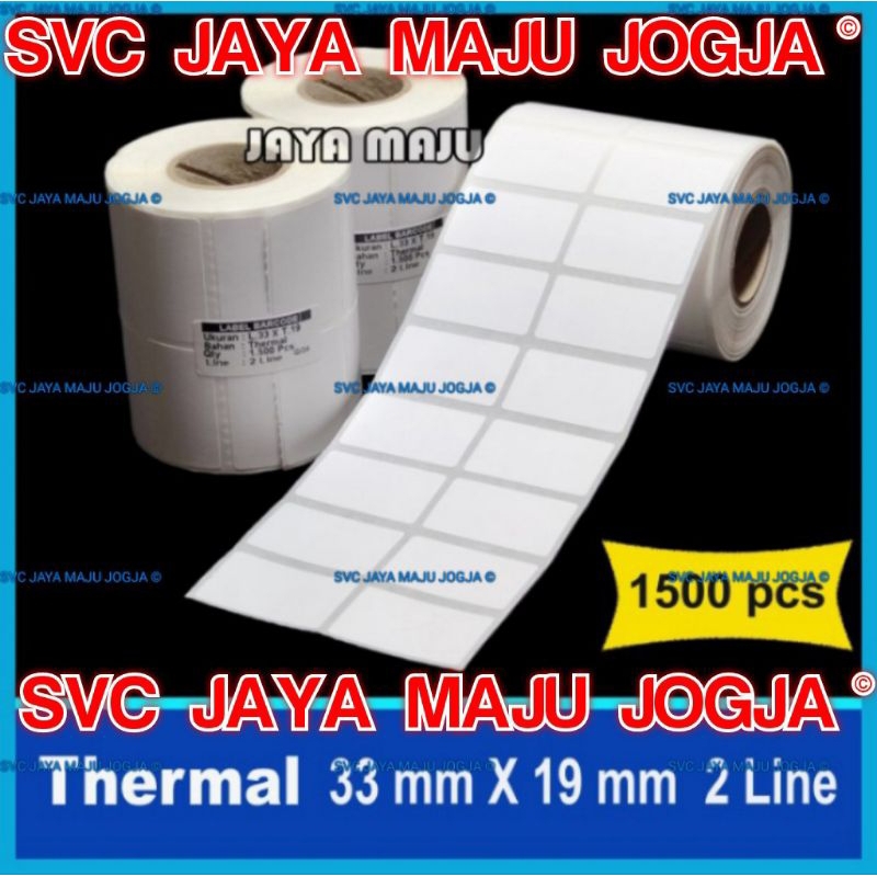 

33 X 19 THERMAL TOP COAT - 2 LINE - FACE OUT - ISI 1.500 PCS || CORE 1" || LABEL BARCODE TANPA RIBBON DIRECT THERMAL ANTI AIR ANTI ALKOHOL ANTI MINYAK ANTI OIL || 33X19 ISI 1500 PCS GUDANG MINIMARKET SUPERMARKET SWALAYAN TOKO TOSERBA WARUNG