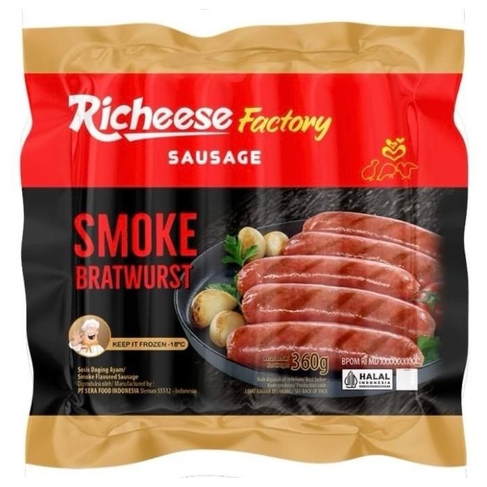 

Richeese Sausage Smoke Bratwurst / Sosis Daging Ayam Premium 360 Gram