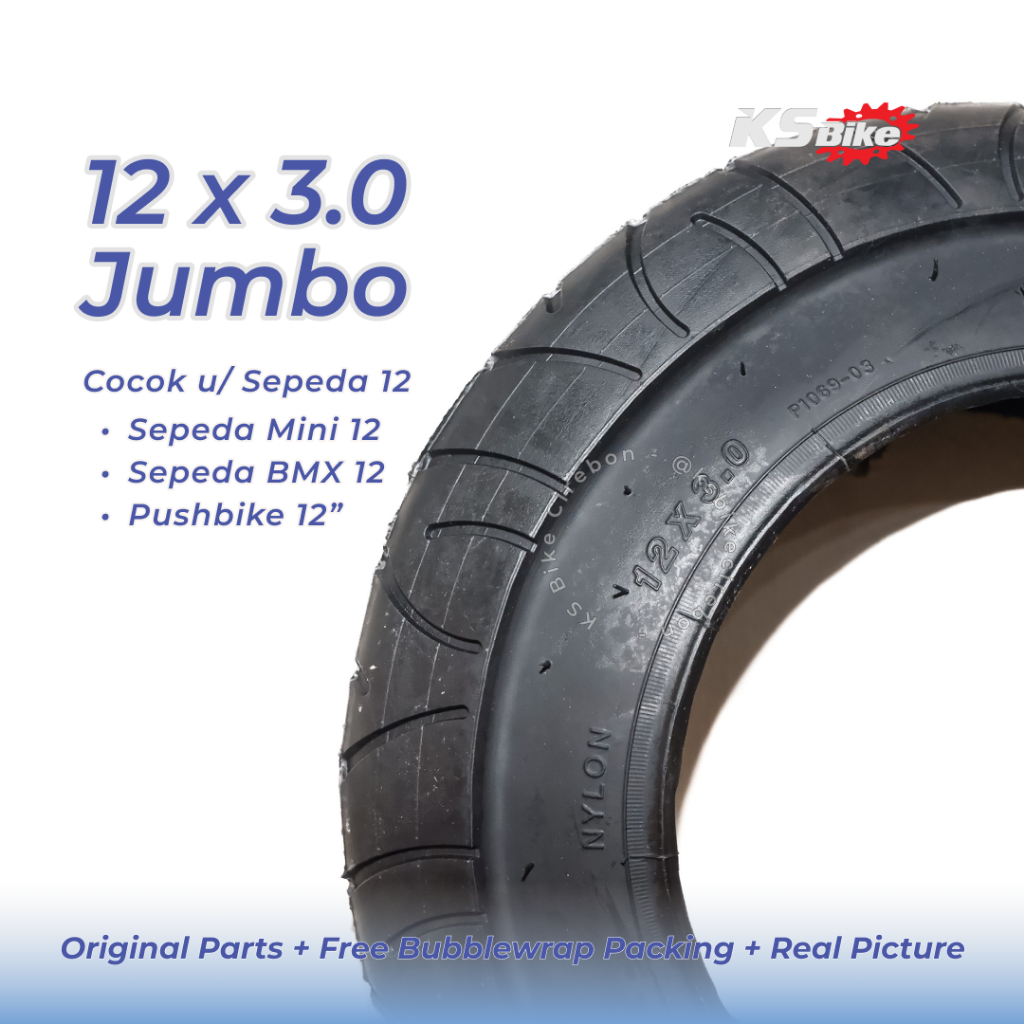 Ban Luar Sepeda 12 x 3.0 12x3.00 Wanda King Jumbo Tire Ring 12 Fat Bike Tubetype Ban Gemuk Mini BMX 