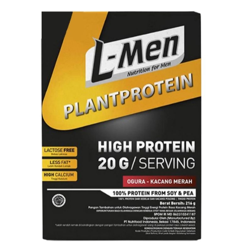 

L-Men PlantProtein High Protein Ogura Kacang Merah 216 gram susu bubuk tinggi protein untuk pria