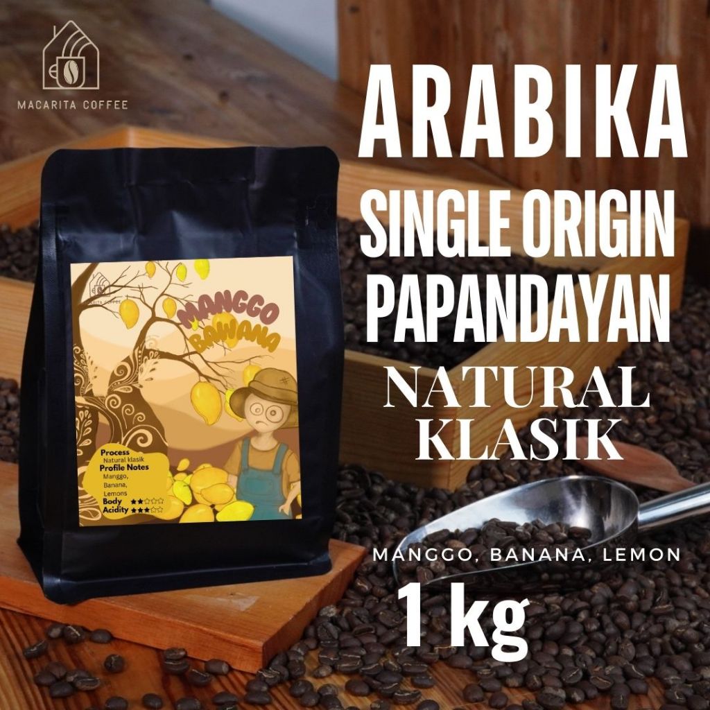 

Macarita Manggo Bawana Kopi Arabika Papandayan Natural Klasik Arabika Single Origin Roasted Coffee Bean Grade 1 Premium 1kg