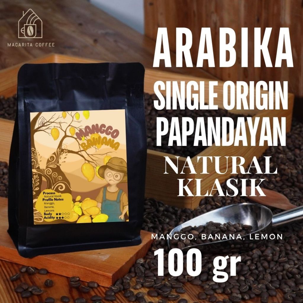 

Macarita Manggo Bawana Kopi Arabika Papandayan Natural Klasik Arabika Single Origin Roasted Coffee Bean Grade 1 Premium 100gram