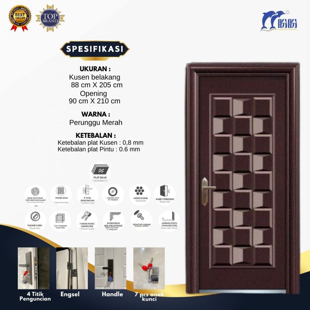 PINTU BAJA SINGLE PANPAN/PINTU UTAMA RUMAH MEWAH/PINTU DEPAN RUMAH/PINTU BAJA BERKUALITAS