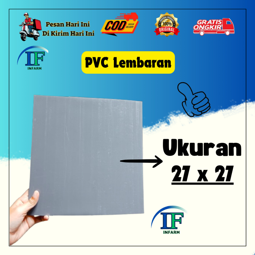 Pipa Lembaran Pvc Lembaran Pipa Paralon Lembaran Ukuran 27 x 27 cm tebal 1.67mm INNFARM