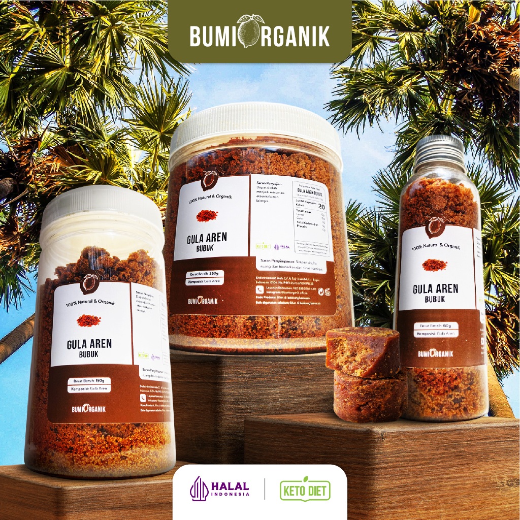 

GULA AREN BUBUK ASLI 100% TANPA CAMPURAN ORGANIK PALM SUGAR PREMIUM PURE BROWN SUGAR UNTUK KOPI ORGANIC GULA AREN BUBUK KUALITAS PREMIUM ORGANIK PALM SUGAR GULA SEMUT ORGANIK NUTRIFARM / BEORGANIK / DARI BUMI / SAFIYA / GALLEO