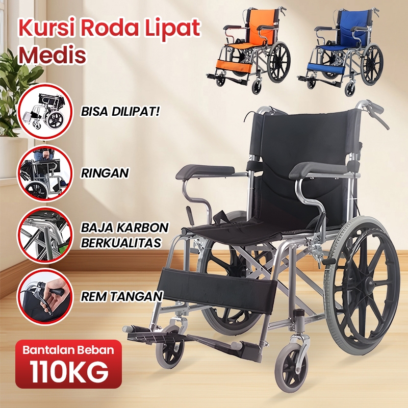 kursi Roda medis Aluminium Lipat Kursi Roda baru 100% Living Kursi Roda Portable Traveling Lipat Kur