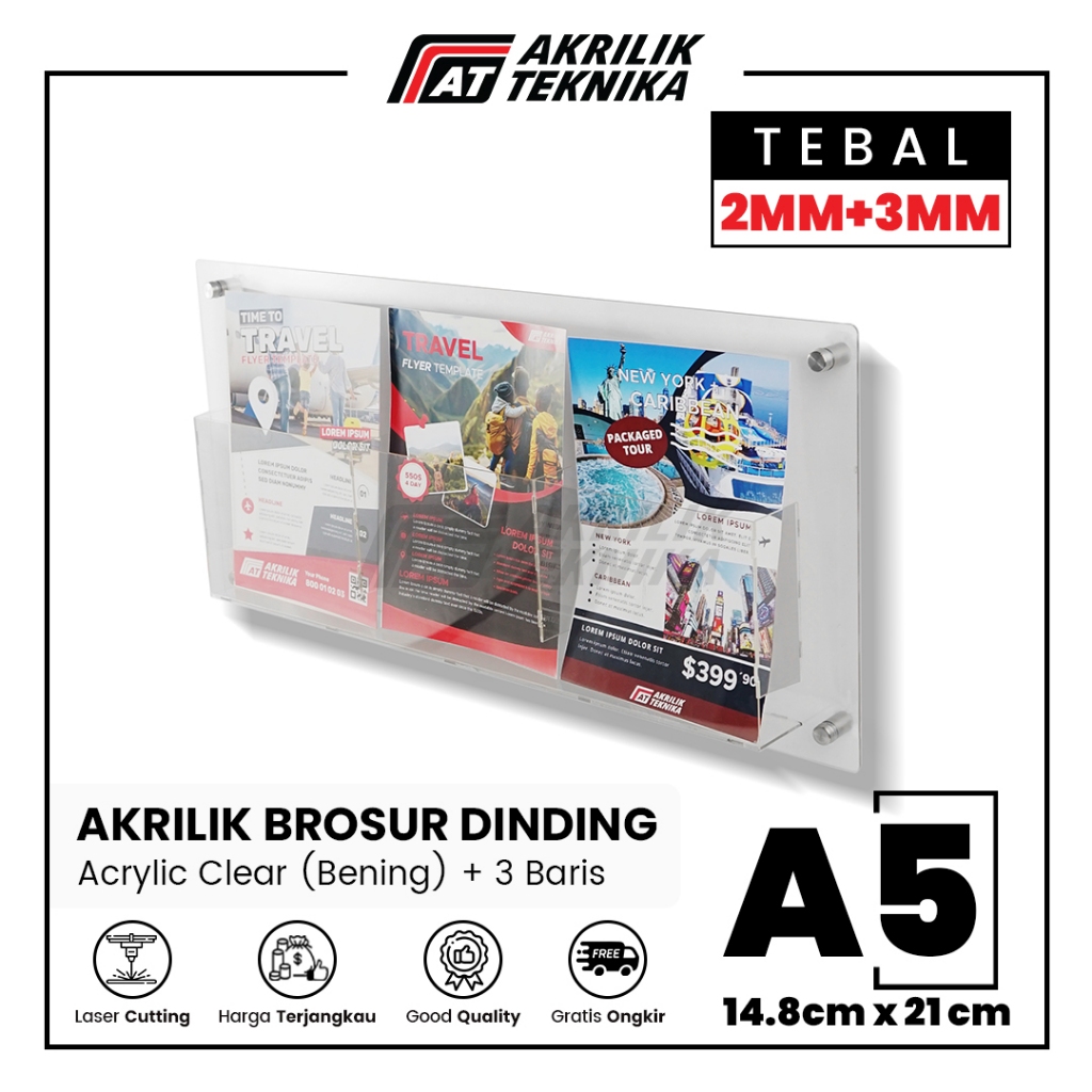 

Rak Brosur A5 3 Baris Akrilik / Display Menu Meja / Acrylic Flyer Holder