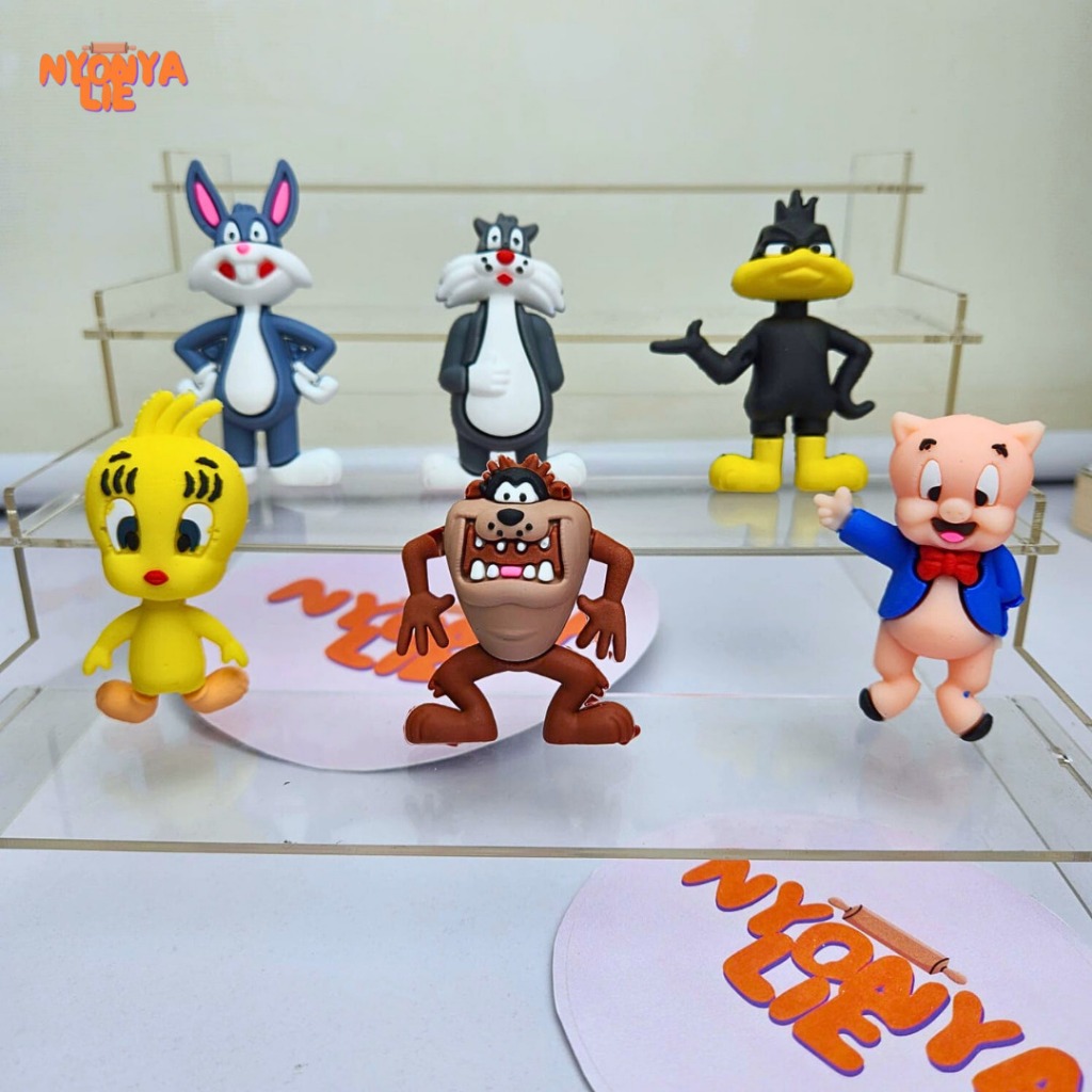 CRM78 Pajangan Mainan Topper Rubber Bugs Bunny Daffy Porky Tweety Sylvester Dekorasi Hiasan Kue Ulan