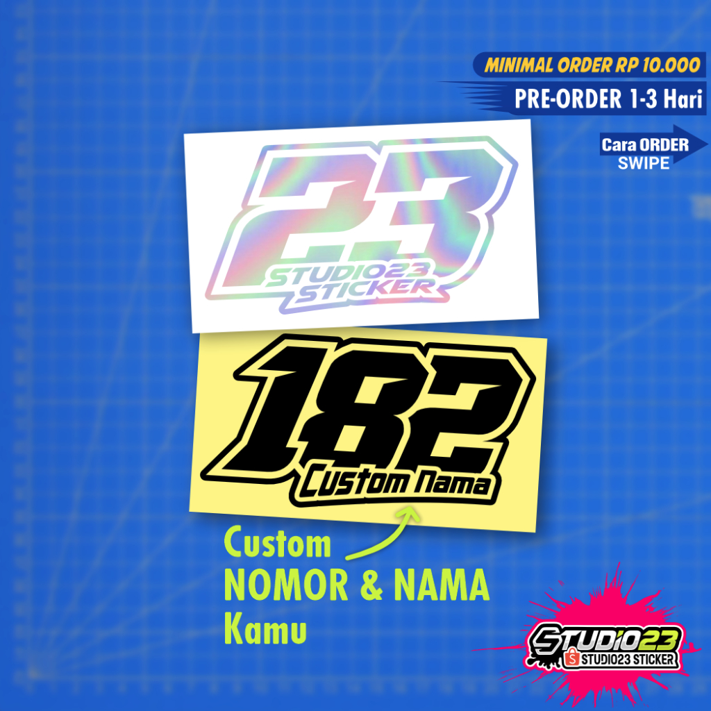 

Stiker Custom Nama & Nomor Start Racing Cutting Hologram (1 warna)